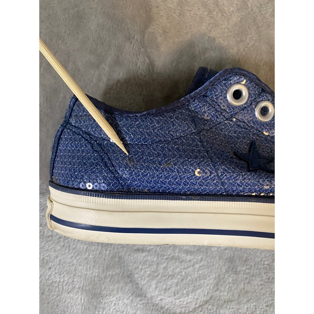 Converse Sneakers Women 7.5 Navy Blue One Star Low Top Sequin Sparkle Slip On - Picture 10 of 10